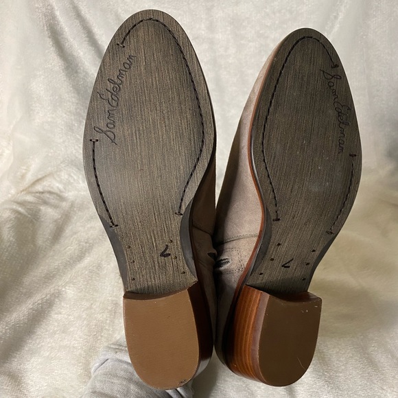 Sam Edelman Taupe Suede Leather Ankle Booties Size 8.5 - Picture 8 of 9